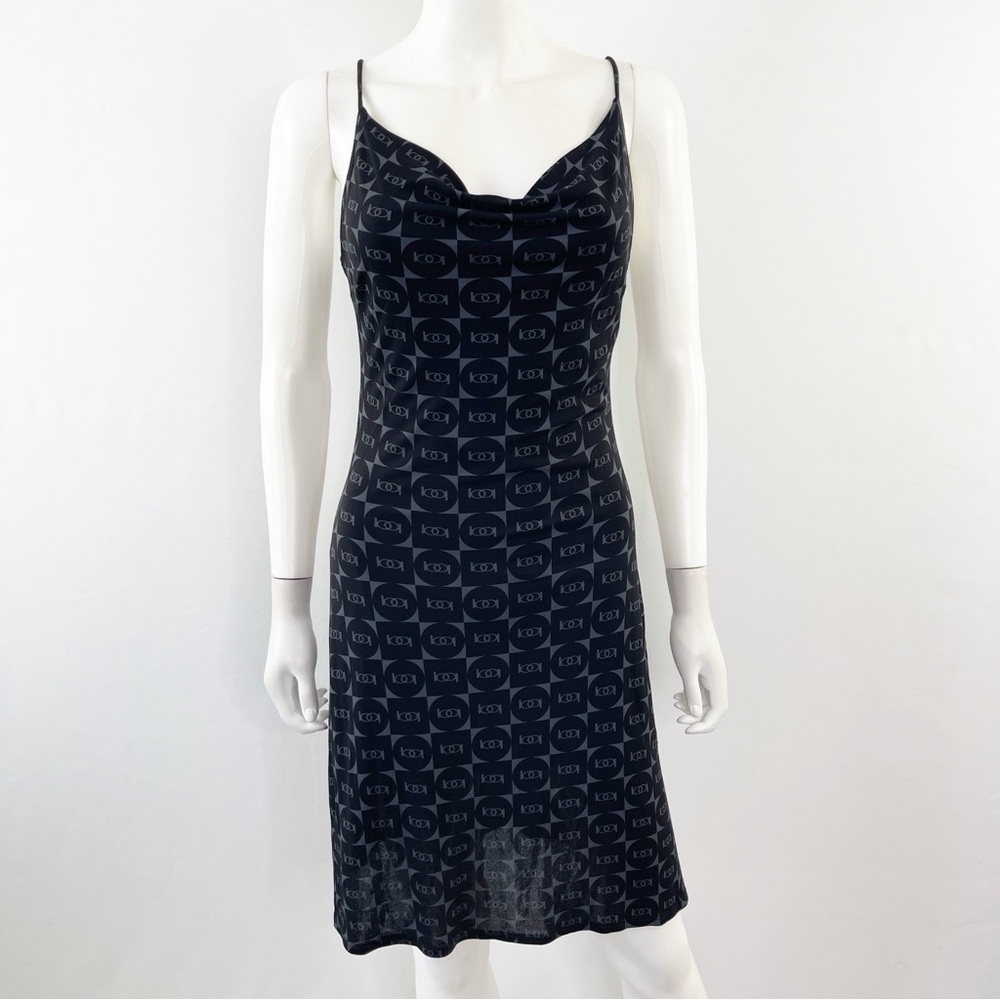 Bebe Black Logo Slip Dress Size S Grunge Y2K 90s Gothic Clubwear Sleeveless